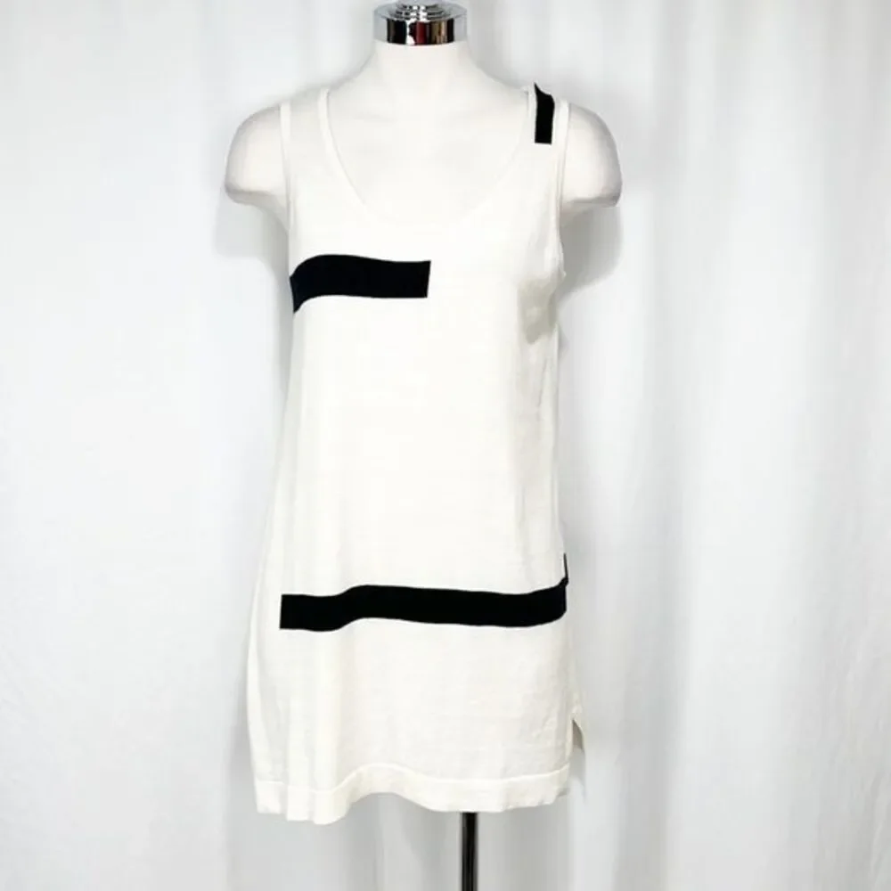Lisa Todd Cream and Black Color Blocked Sleeveless Sweater Medium - Picture 1 of 9